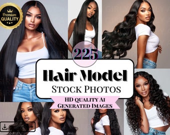 225 Hair Model Images, Hair Model Stock Photos, Hair Extensions, Makeup, African American, Black Women Photography, Wigs, Ai Stock, Bundle
