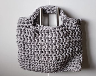 Unique Handcrafted Gray Wool Handbag