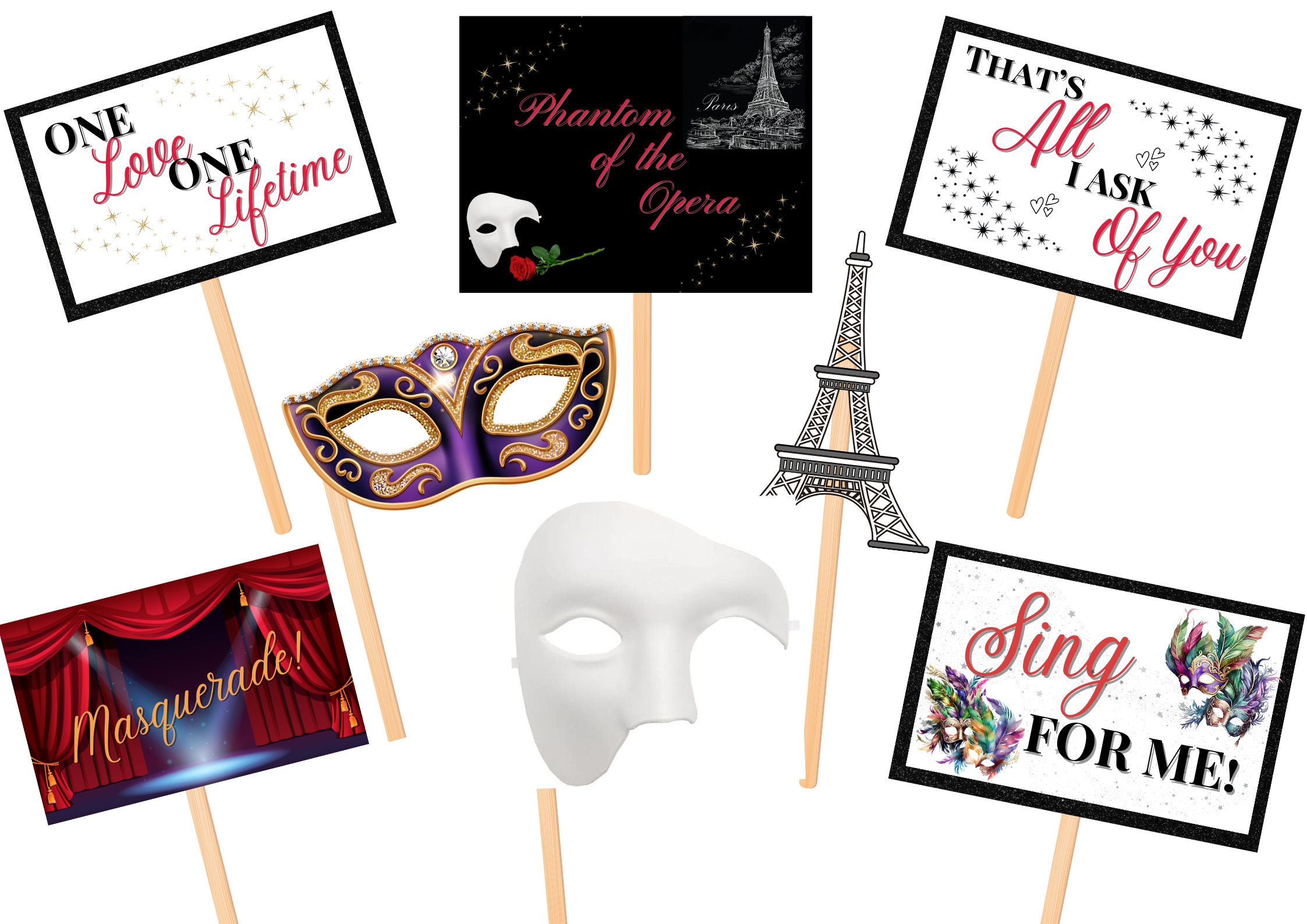 Phantom of the Opera Photo Booth Props Stickers Poster Wall Art