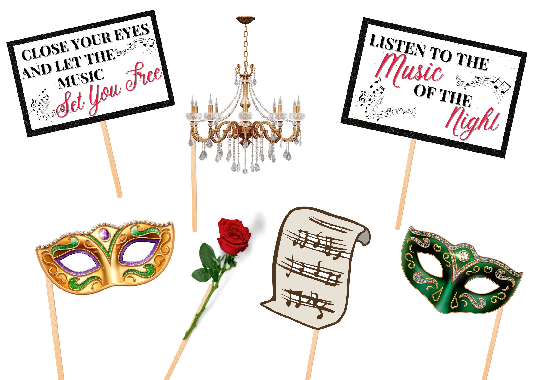 Phantom of the Opera Photo Booth Props Stickers Poster Wall Art ...