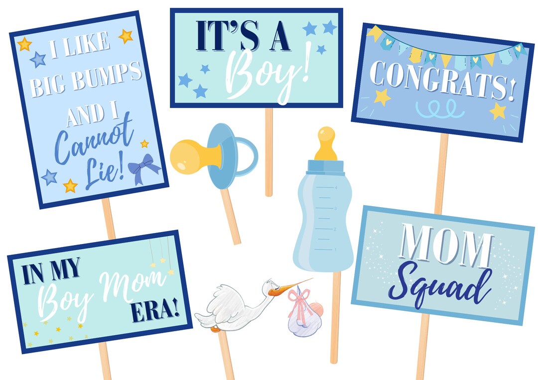 BABY SHOWER Boy Photo Booth Props / Instant Download DIY Printable ...