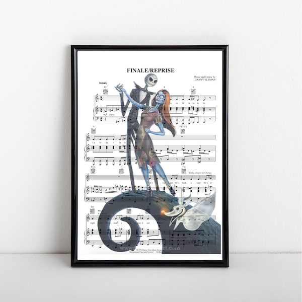 FINALE/REPRISE Nightmare Before Christmas Sheet Music Musical Movie Print Jack Skellington Sally Digital Download Decor Gift Wedding Theatre