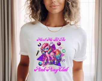 Pink Pony Club Disco T-Shirt, Fun Graphic Tee, Kids' Party Shirt, Pink Pony Club Apparel, Rainbow Horse Lovers, Concert Tee