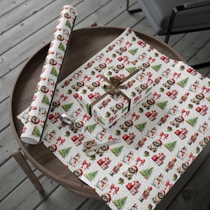 Elegant Shih Tzu Dog Mom Dog Lover Watercolor Christmas Holiday Gift Wrap Shitzu Red Green Gift Designer Wrapping Paper Dog Mama Present