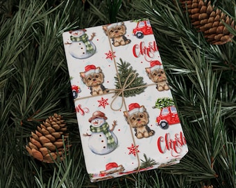 Yorkshire Terrier Yorkie Christmas Holiday Gift Wrap Wrapping Paper, Dog Gift Wrap, Dog Mama, Dog Mom,
