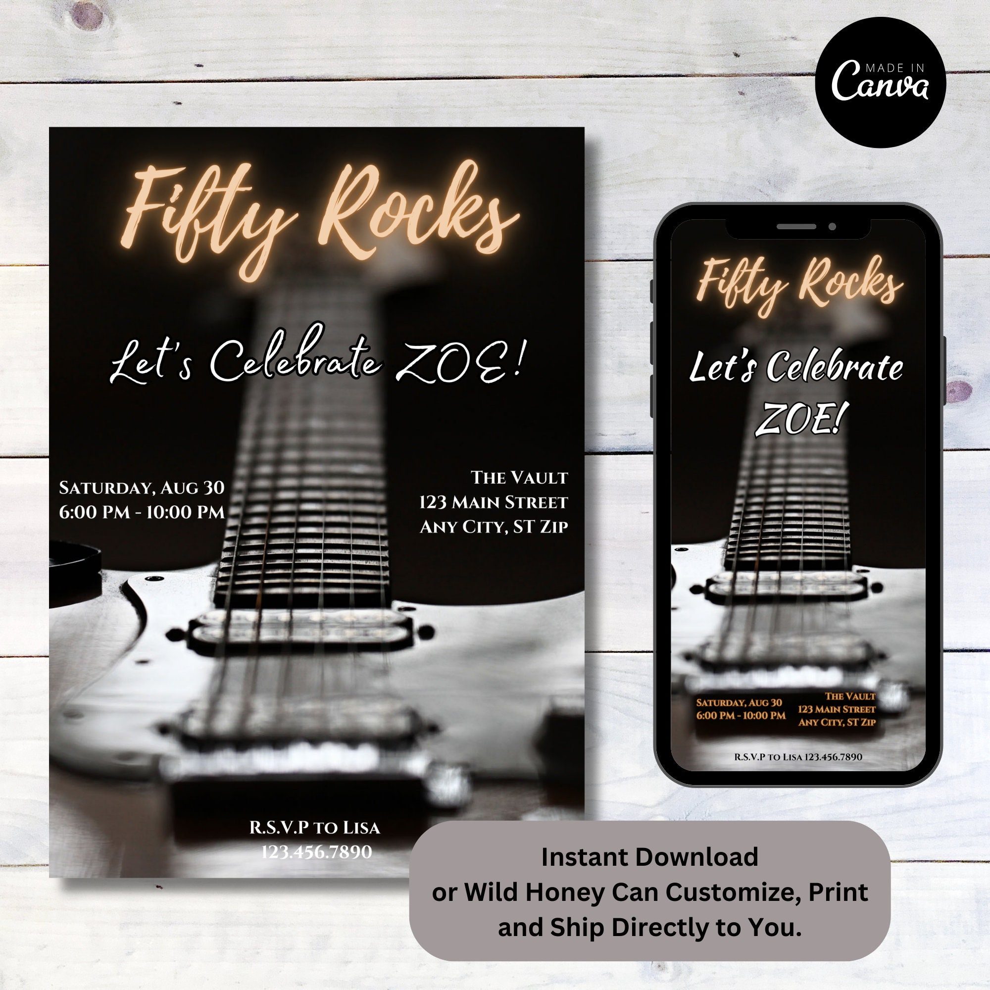 Black and White Music Invitation - Etsy