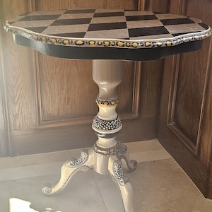 One-of-a-kind whimsical hand-painted side table. Artist original.