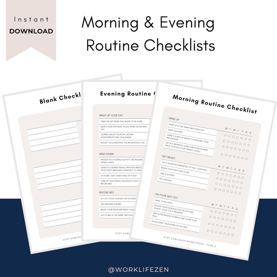 Printable Morning and Evening Routine Checklists Daily - Etsy