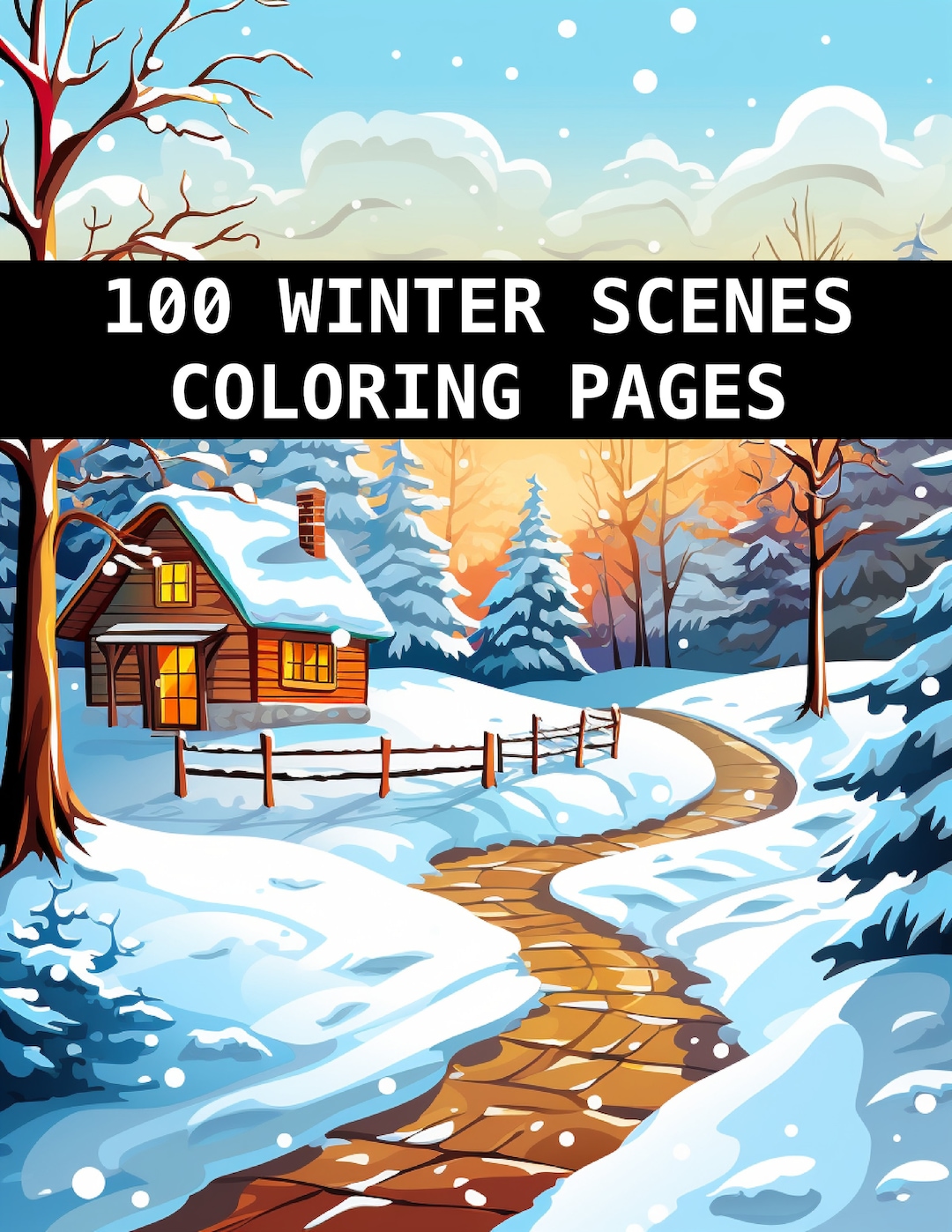 100 Winter Scenes Coloring Pages Printable PDF Digital - Etsy