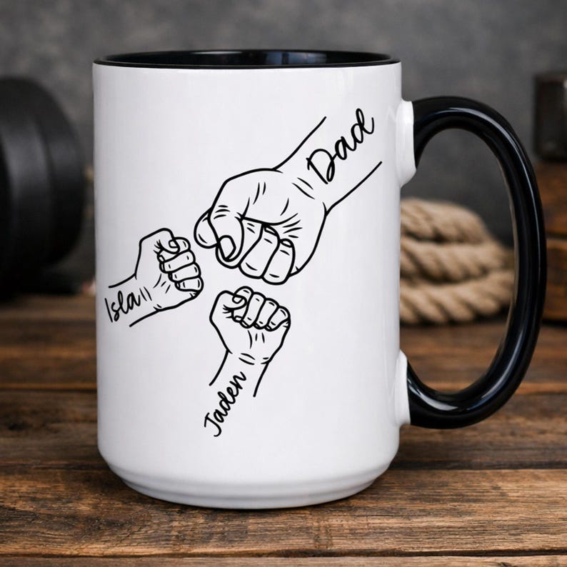Best Dad Mug, Dad Mug, Dad Fist Bump Mug, Dad Birthday Gifts From Kids, Personalized Dad Mug, Dad Gift From Kids (VM-SHVDIUWK) image 1