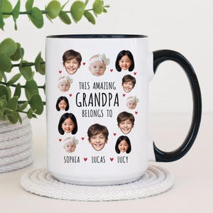 This Amazing Grandpa Belongs To Coffee Mug, Baby Face Mug, Grandkids Photo Mug, Father&#39;s Day Gift, Grandpa Birthday (VM-MIFDQ123)