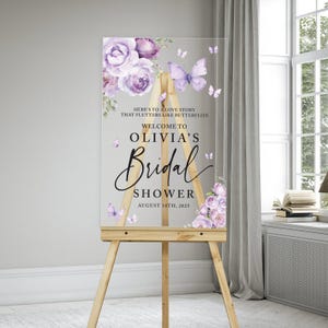 Butterflies Bridal Shower Sign, Butterfly Bridal Shower Welcome Sign, Bridal Shower Decoration, Bridal Shower Party Acrylic Sign (VM-AGS657)