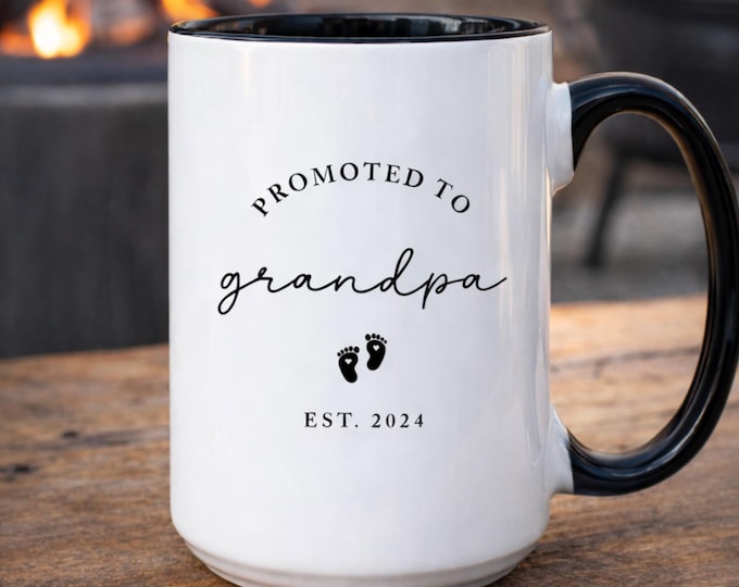 Promoted to Grandpa Mug 2026, Pregnancy Announcement Mug for Grandpa, First Time Grandpa Reveal Cup (VM-MISKCWJ3)