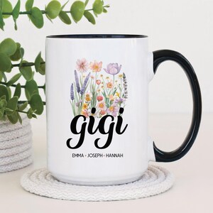 Personalized Gigi Coffee Mug, Gigi Floral Mug with Grandkids Names, Gift For Gigi From Grandkids For Mother&#39;s Day (VM-OEIDO)