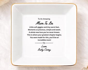 Personalized Mom to Be Dish, Custom Ring Dish Baby Shower, Mom to Be Gift, Pregnancy Gift for Expecting Mom, New Mom Gift (VM-DNQW30)
