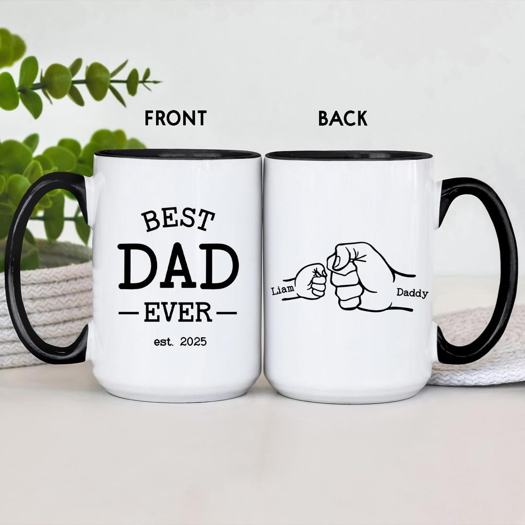Dad Handprint Mug, Personalized Gift For Dad From Kids, Daddy Mug, Fathers Day Mug, Custom Dad Mug, Gift For Dad, Dad Birthday Gift Mug