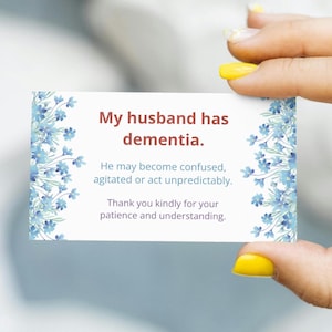 Tarjeta de Acompañante de Cuidador - Esposo; Demencia, no me olvides