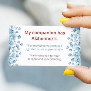 Cartão de Acompanhante Cuidador - Acompanhante; Alzheimer, não me esqueça