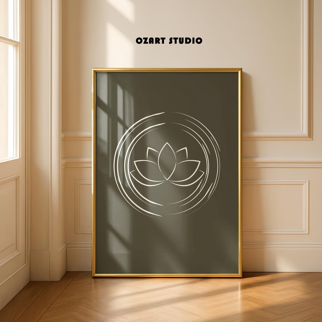 Minimal Lotus Flower Line Art Print | Zen Meditation Wall Art, Yoga ...