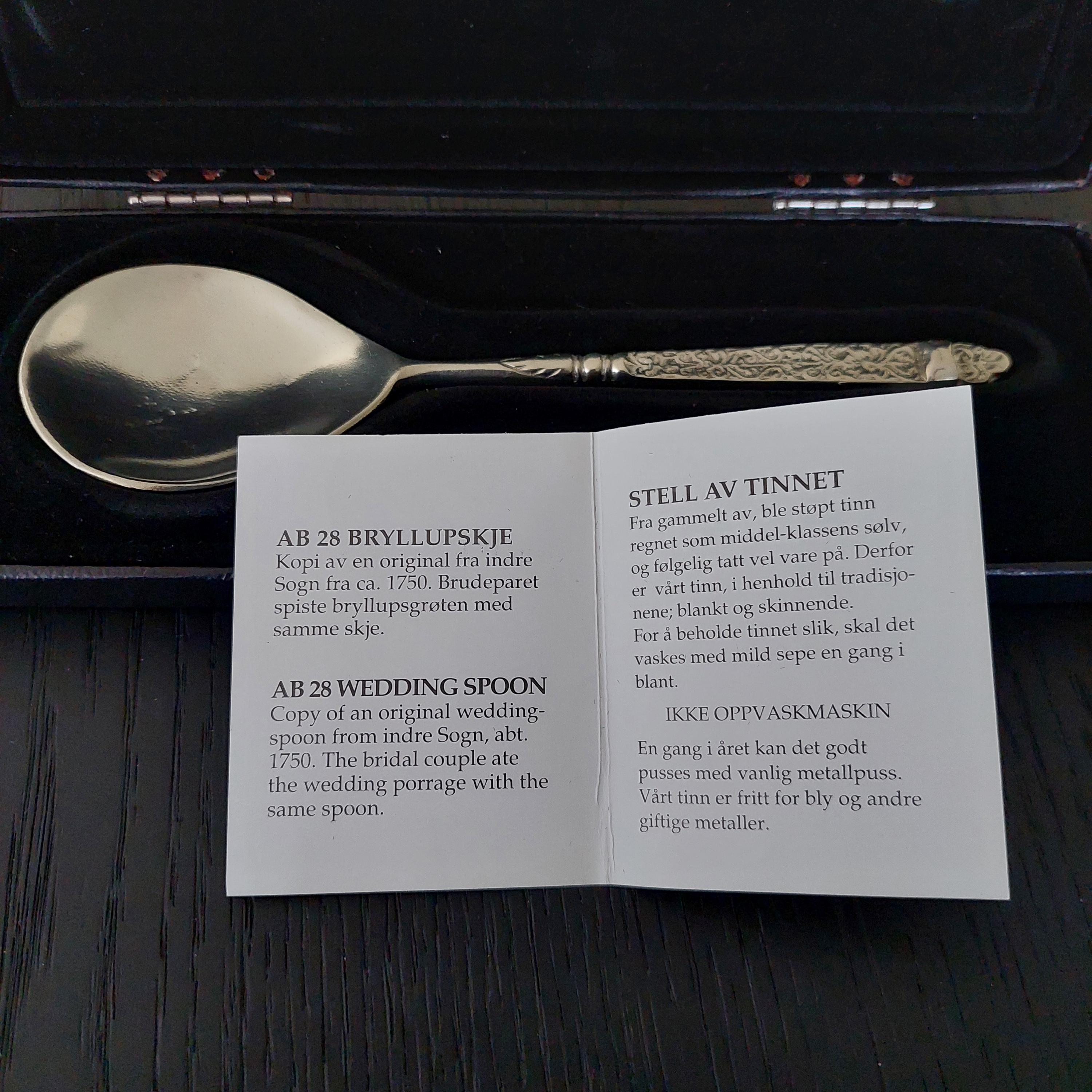 Vintage Norwegian Wedding Spoon by Askvoll Brug A.S. Pewter in 