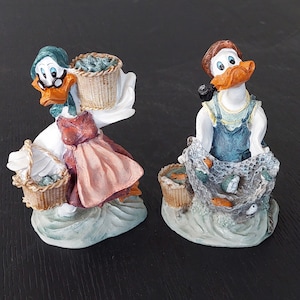 Vintage Cartoon Fishing Duck Figures,