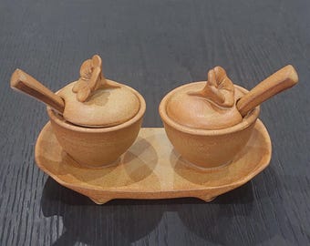 ヴィンテージ ストーンウェア 陶器 グレー ブルー フラワー アクセント