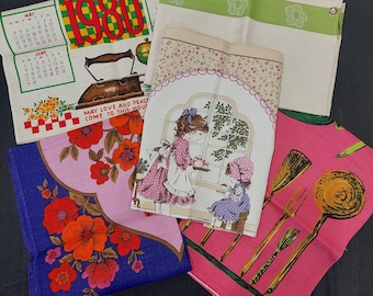 Vintage Retro European Linen/ Cotton Tea Towels