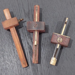 Vintage Wooden and Brass Marking Mortise Gauges/Scribes