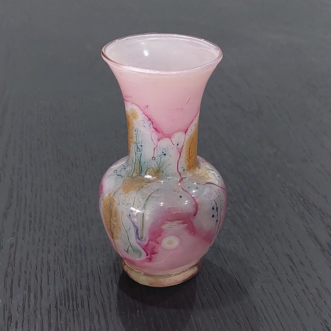 Simron Vase Vintage Handmade Pink Small Glass Vase Made by Simron Israel - Etsy