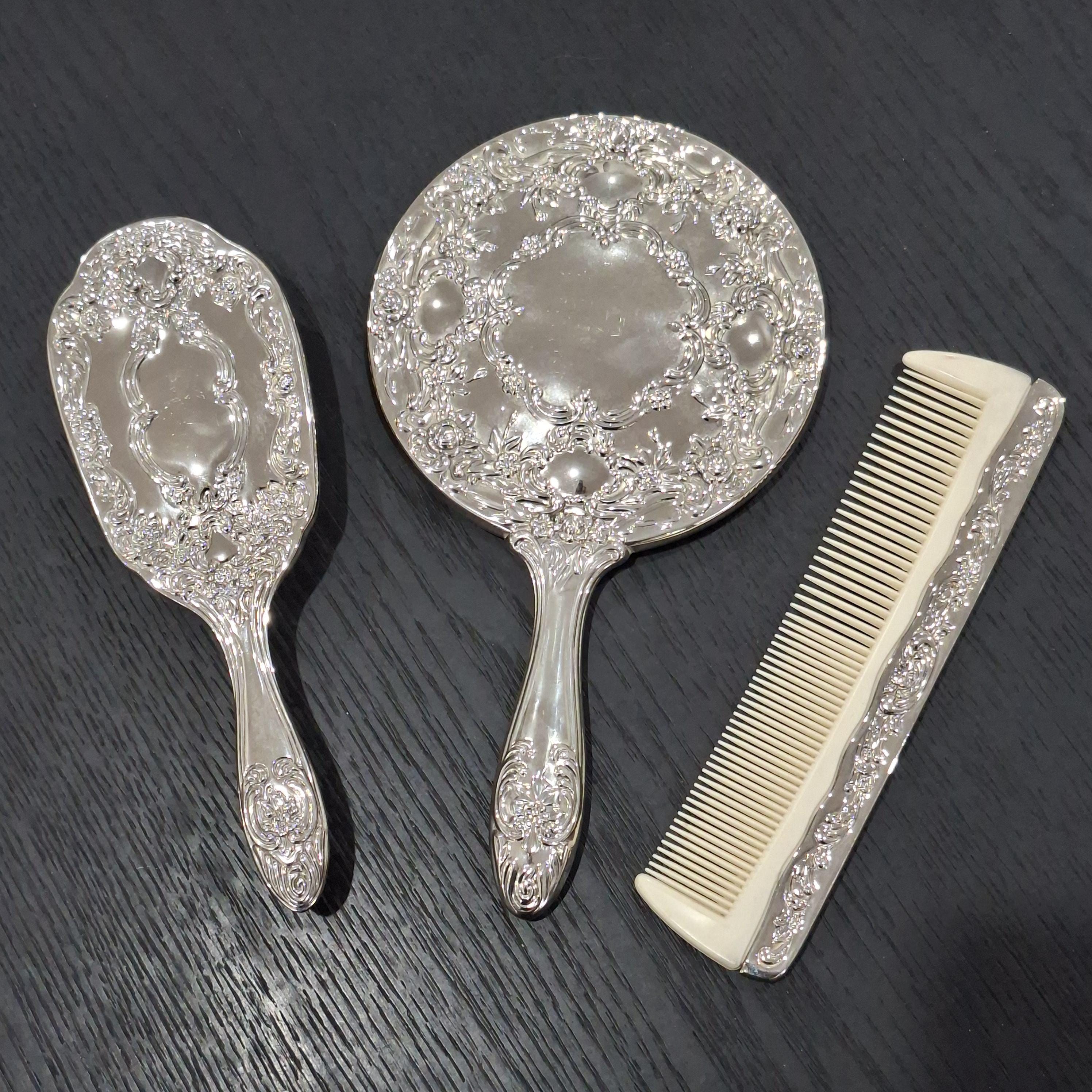 Vintage 1970's 3pce Silver Plated Vanity Set