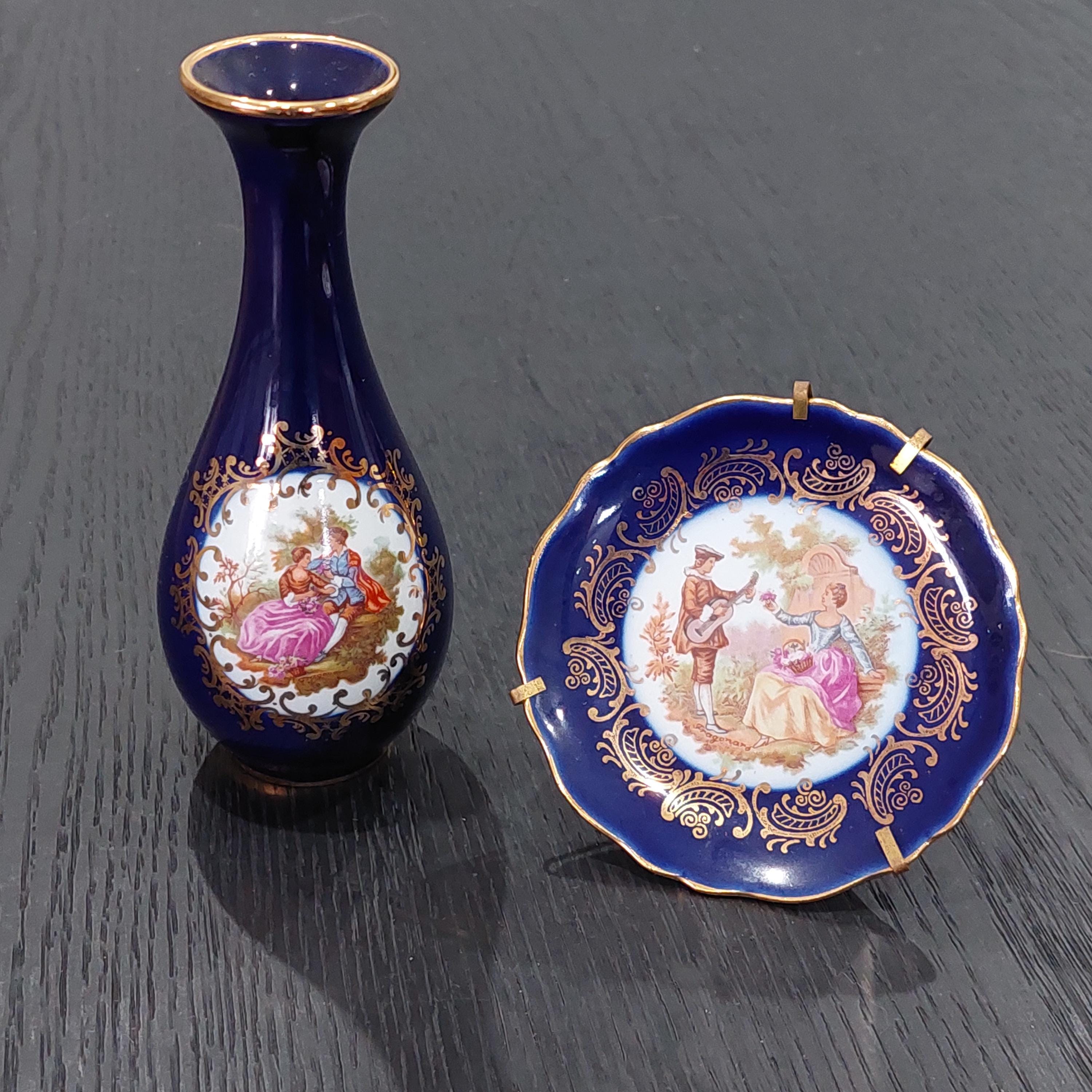 フランスの名門、リモージュ（Limoges）のミニチュア磁器3点セット フランスの名門、リモージュ（Limoges）のミニチュア磁器3点セット