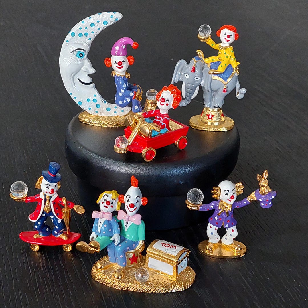 Vintage Spoontiques Miniature Pewter and Swarovski Crystal Clown ...