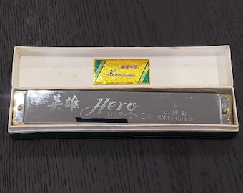 Vintage 1960's Hero Harmonica Shanghai China 48 Holes in Original