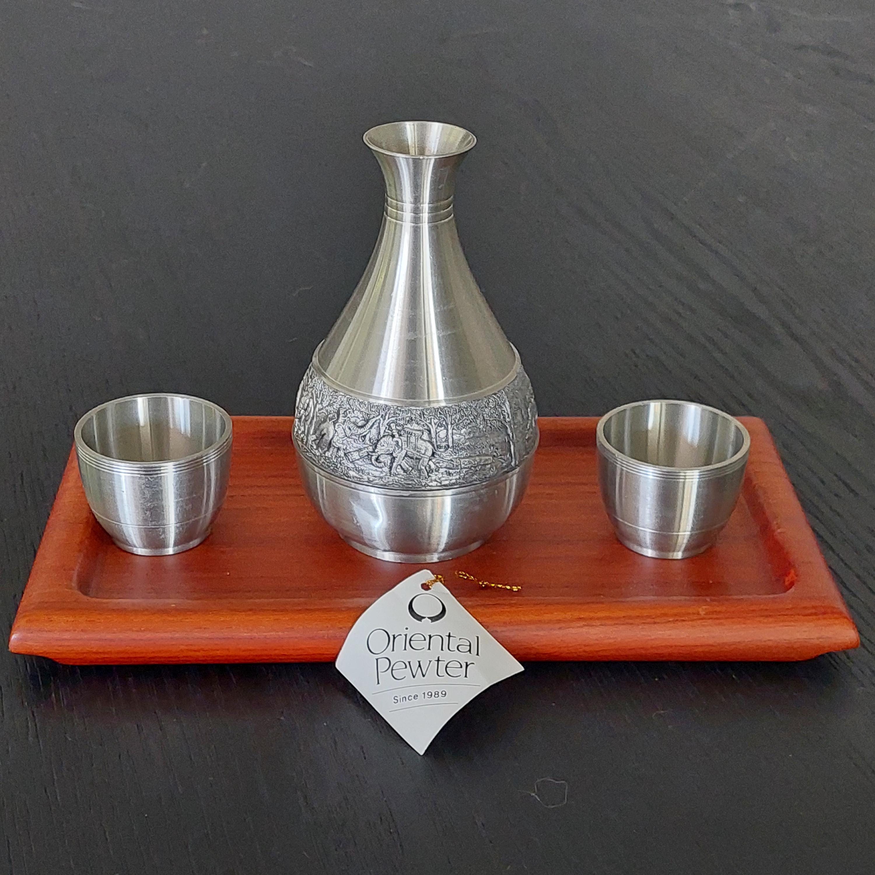 Vintage 1980's Pewter Drinkware Set, by Oriental Pewter Thailand