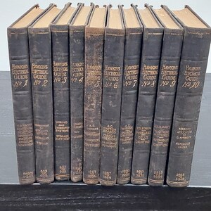 Antique 1917 Hawkins Electrical Guide Ten Volume Set, Rare Books
