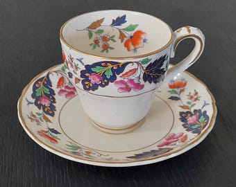 Vintage 1930's Grindley English Demitasse Teacup & Saucer Strathcona Floral Pattern