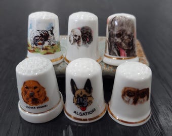 Vintage Set of Collectable Dog Thimbles