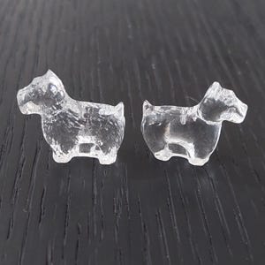 Vintage Pair Tiny Miniature Glass Scottie Dogs