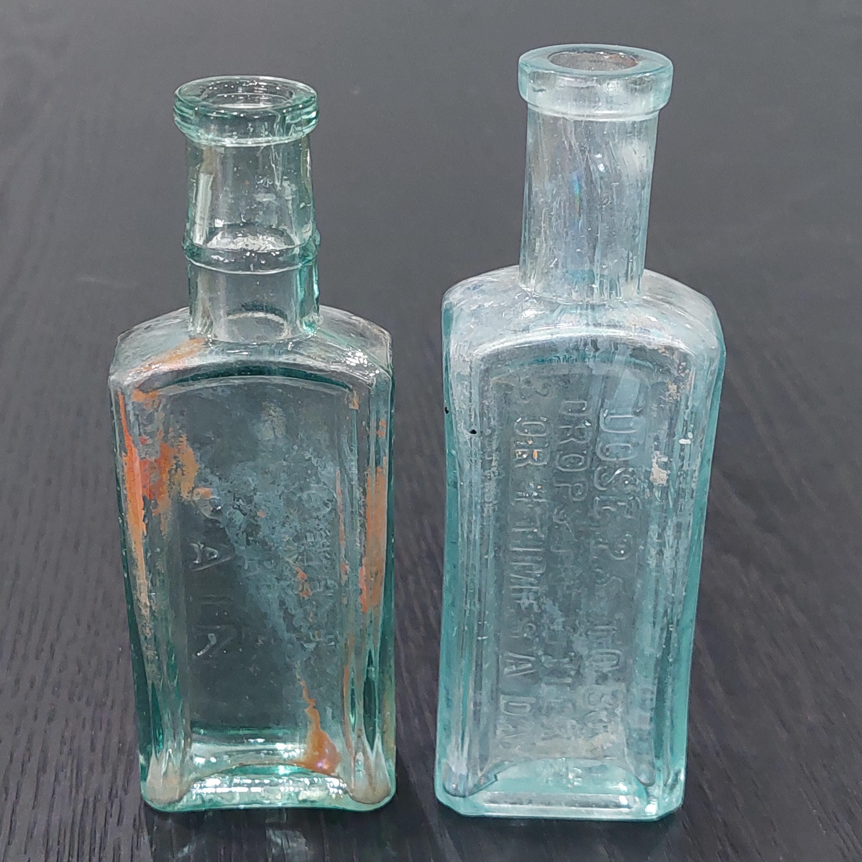 Vintage Pair of Circa 1920's Green Glass Bottles - Etsy