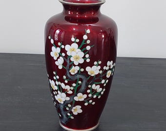 ヴィンテージ ワイヤレス 七宝焼き 赤桜花瓶 - Etsy 日本