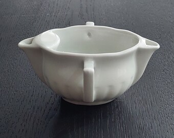 Gravy Boat/Separator, Pillivuyt France White Porcelain Double Handled and Spout, 1970's Vintage, French Sauce Boat