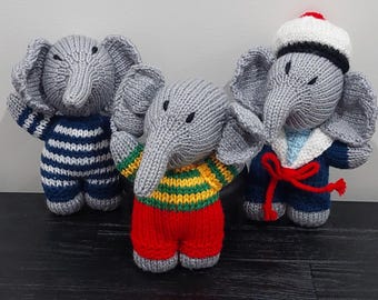 Vintage Jean Greenhowe Design Hand Knitted Elephants
