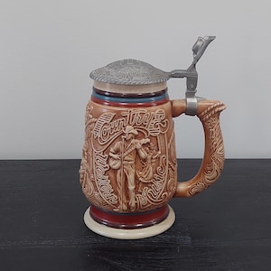Vintage 1994&#39;s Limited Edition Ceramic Beer Stein with Lid, Country Western Music Design from Avon