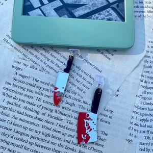 Horror Bloody Knife Charms, Dust Plug Charms, EReader Charm, Kindle Accessories, Phone Charms, Book Lover Gifts, Dust Plugs, Bookish
