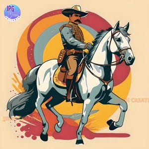 Pancho Villa, Revolucion Mexicana Imagen , Comic Francisco Villa, Francisco Villa Digital Art Watercolor Image JPG And PNG Format 2 Files