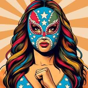 Luchador, Wrestler, Lucha Libre Imagen , Feminist Woman Power, Luchador Digital Art, Retro Luchador, Vintage Mujer Luchadora Mexicana