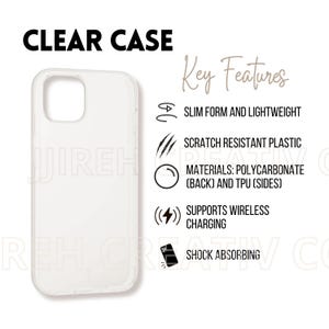 Peut inclure: Une coque de téléphone transparente pour un smartphone. La coque est fine et légère, résistante aux rayures et aux chocs. Elle est faite de polycarbonate et de TPU. La coque prend en charge la charge sans fil.