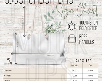 Weekender Bag Size Chart Mockup, Printify weekender bag Size Chart , Generic Brand Weekender Bag Size Guide