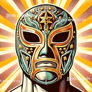 Luchador, Wrestler, Lucha Libre Bildn, Vintage Mascara Luchador, Luchador Digital Art, Retro Luchador Bild JPG und SVG Format 2 Dateien
