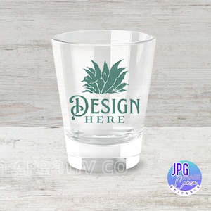 Shot Glass, 1.5oz Mockup, Printify Shot Glass, 1.5 oz Mockup, Shot Glass, 1.5 oz Close Up Mockup, Blank Shot Glass Mockup